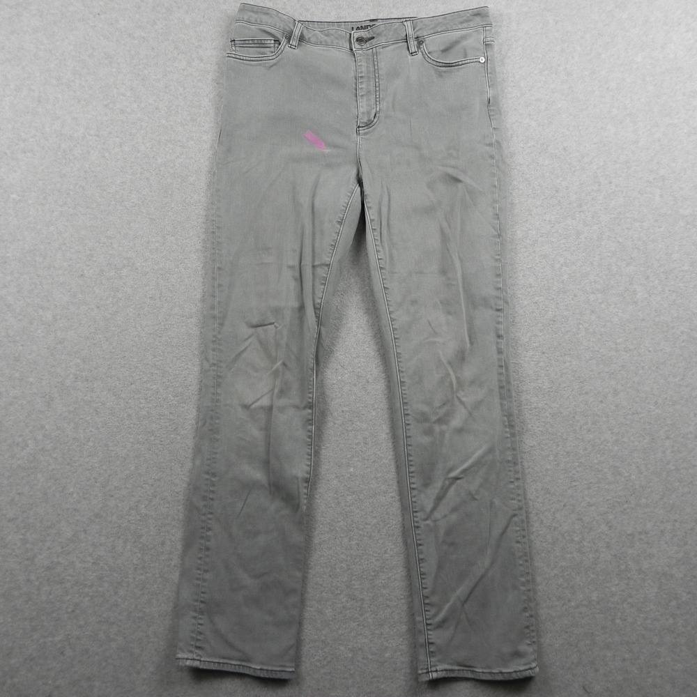 Lands' End Jeans Womens 12‎ Mid Rise Straight 5-Pocket Stretch Flex Denim Gray